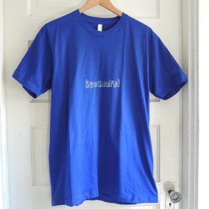 American Apparel Men Blue & White Scoundrel Graphic Tee L